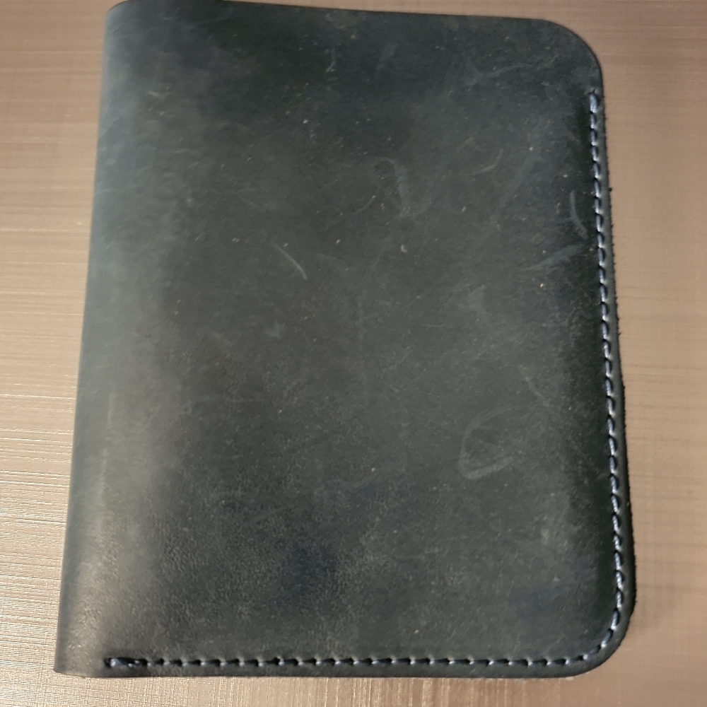 Handmade Leather Blue Men's wallet Bifold